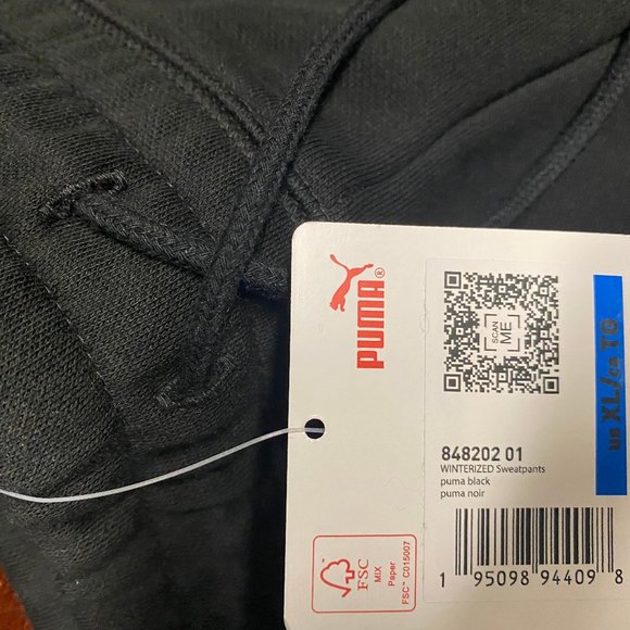 Puma Mens Black Winterized Regular Fit Drawstring Activewear Sweatpants M L XL - Picture 5 of 5